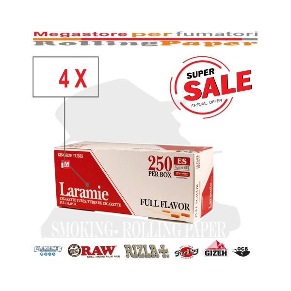 Tubes à cigarettes Laramie Full Flavor Red King Size 8 mm – 4 boîtes de 250 tubes