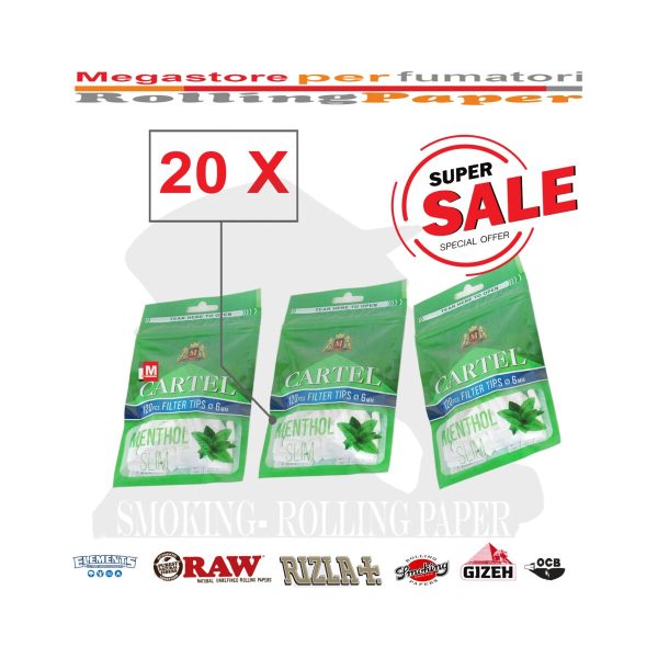 master-105 Filtri Cartel Menthol Slim 6 mm – 20 bustine da 120 filtri