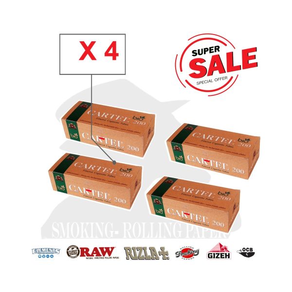 master-125 Tubes à cigarettes Cartel Regular biologiques, non blanchis, avec filtre – lot de 200 tubes