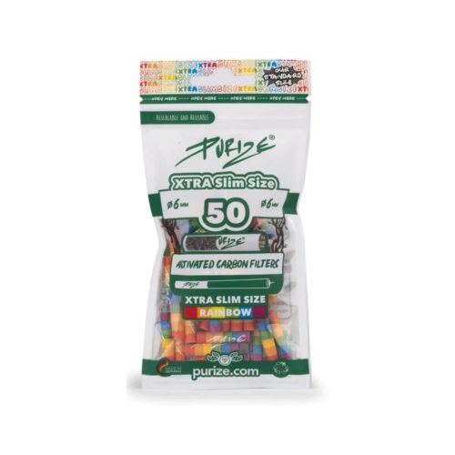 master-131 Φιλτράκια ενεργού άνθρακα Purize Rainbow Extra Slim 6 mm – 50 φίλτρα
