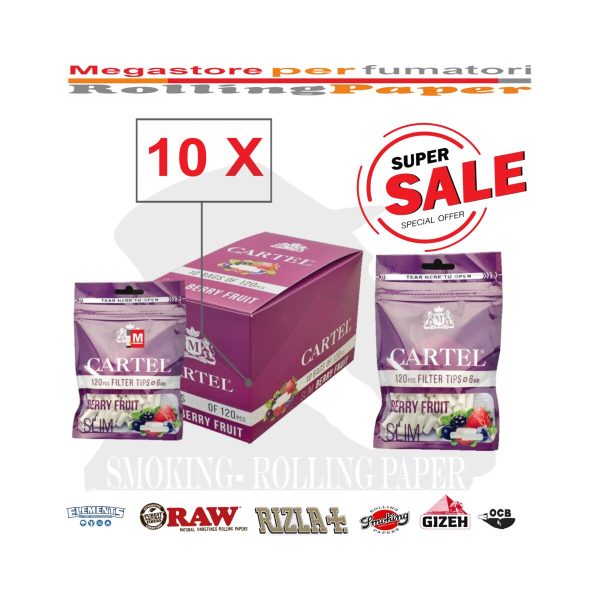 master-168 Cartel Berry Fruit Slim 6 × 15 mm Zigarettenfilter – 120 Filter