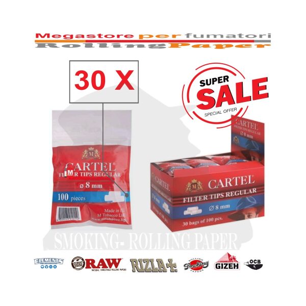 master-170 Filtri Cartel Regular 8 × 15 mm – 30 bustine da 100 filtri