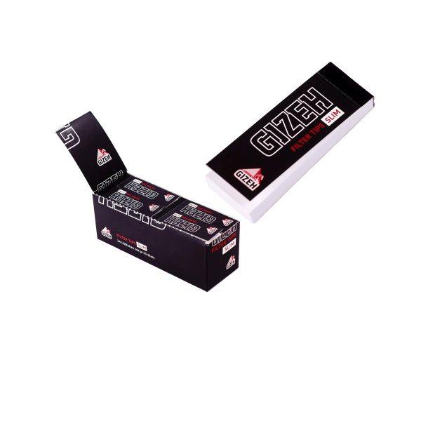 Filtri in cartoncino Gizeh Black Slim perforati 26 × 60 mm – Blocchetti da 35 tips