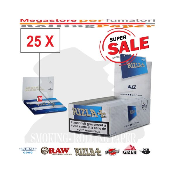Cartine Rizla Blue Corte Regular – Confezione da 25 libretti