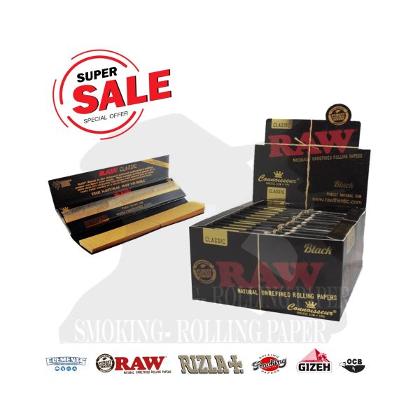 Cartine RAW Black Connoisseur King Size Slim con filtri – Confezione da 24 libretti