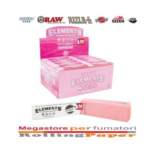 Filtri in cartoncino Elements Pink Slim perforati – 50 blocchetti